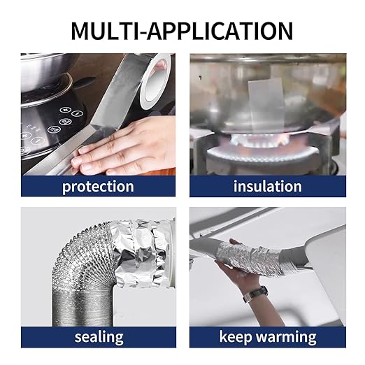 TAPEBEAR 6 Rolls Aluminum Foil Tape, Aluminum Air Duct Tape, Withstand 80°C to 100°C, Heat Resistant Tape Insulation Tape for HVAC, Sealing & Patching, Metal Repair, 3inch x 50yard