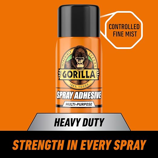 Gorilla Heavy Duty Spray Adhesive, Clear Glue, 14 Ounce (Pack of 12) - All Purpose with Comfort Nozzle for Indoor or Outdoor