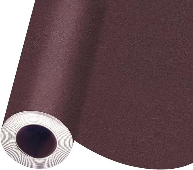 Self Adhesive Leather Repair Patch, Leather Patches for Furniture, Leather Repair Tape for Couch Sofa Car Seat Chair Furniture Repair, Leather Repair Kit (Red Brown-Litchi Grain, 17X79 Inch)
