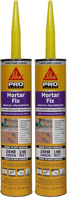 Sikaflex Mortar Fix, Limestone, Polyurethane sealant for Repairing Damaged Mortar, Joints and Gaps. Sealing Mortar Cracks 10.1 fl. oz Cartridge (Pack of 2)