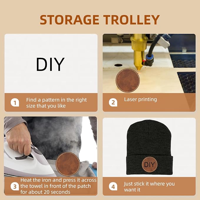 40 Pcs Blank Leather Hat Patches for Laser Engraving Iron On Heat Press 2.56 Inches Round Brown