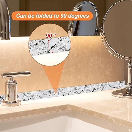 PATIKIL Caulk Tape Waterproof Self Adhesive, PVC Toilet Caulking Sealant Strip Bathtub Caulk Sealing Strip Tape for Bathroom Kitchen Countertop, Ink Stone Pattern (1.5 Inch x 5 Ft)