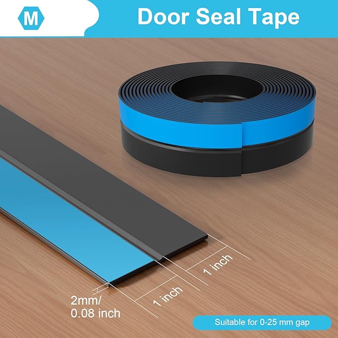 Thickened Weather Stripping Door Seal, Gap Seal for Frame and Gaps Draft Stopper,Glass Shower Door Sweep, Black, 20 Feet x 2 Inch