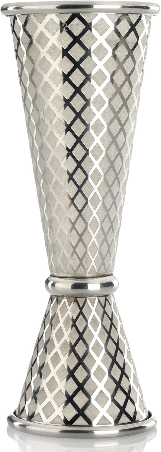 Barfly 1 x 2 oz. Diamond Lattice Etch Japanese Style Jigger, Stainless Steel