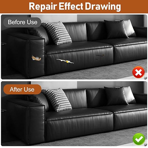 Leather Repair Patch, 17X60 Inch Self Adhesive Vinyl Repair Patch Kit, Leather Patches for Furniture, Couches, Car Seats, Cabinets, Wall, Handbags - Dark Black