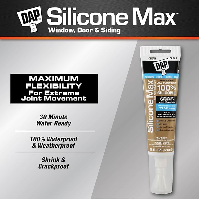 DAP Silicone Max All Purpose Sealant, Clear, 2.8 Oz (7079808792)