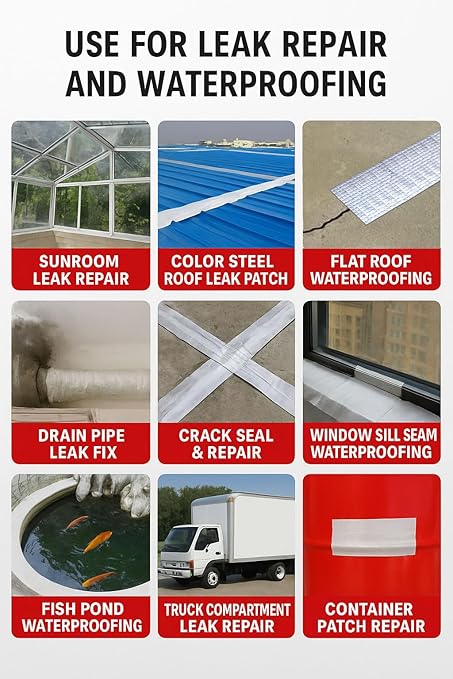 Butyl Waterproof Tape, 4" x 16' Aluminum Foil Sealant Tape for Leak-Proof Patching of Windows, Glass, Boats, Pipes，RV Roof & EPDM Roofs – Silver