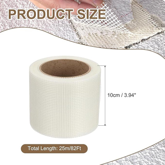 PATIKIL Drywall Repair Mesh Tape, 4 inch x 82 ft Fiberglass Repair Patch Self-Adhesive Dry Wall Joint Tape 9 Mesh Wall Hole Crack and Seam Patch, White