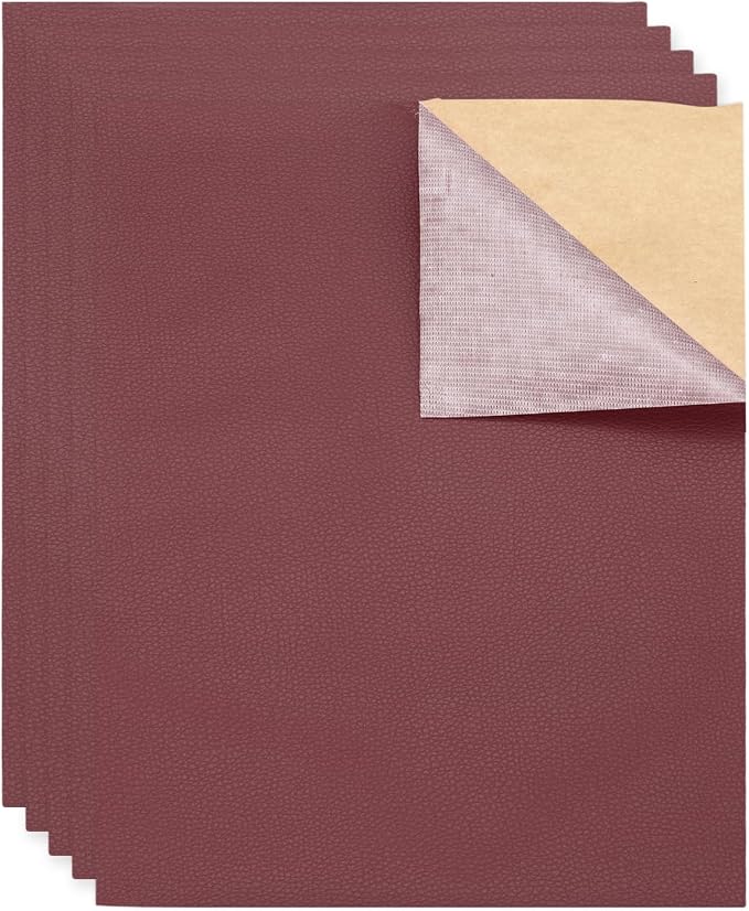 MECCANIXITY 3 Pcs Leather Repair Patch 10"x12" Self-Adhesive Leather Vinyl Repair Tape Kit for Furniture Couches Sofa Chair Car Boat Seats Jackets, Wine Red