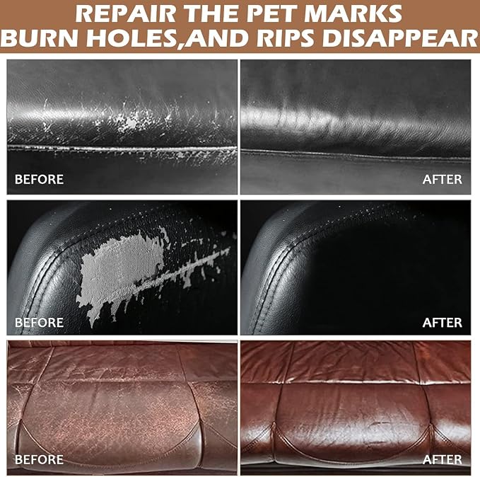 18 Colors Leather Repair Kit - for Furniture Car Seats Couches Sofa Shoes Boat, Leather Dye Filler Paint Restore Scratches Tears Holes, Purses, Jacket, Vinyl Repair Kit Bonded Leather Genuine Italian