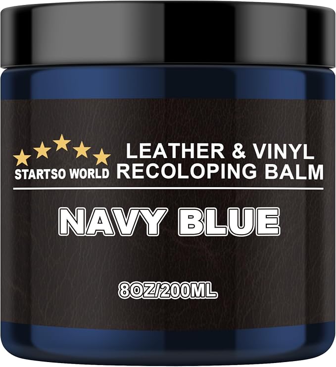 STARTSO WORLD Leather Recoloring Balm, Navy Blue Leather Repair Kit for Furniture, Leather Dye, Leather Color Restorer for Couches, Leather Couch Paint | Repair, Restore & Renew Old, Faded Leather