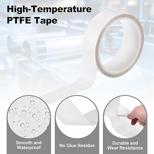PATIKIL Heat Resistant Tape, 1.2 Inch x 33 Feet High Temperature Tape PTFE Adhesive High Heat Tape Waterproof for Vacuum Sealer Machine Insulation Protection, White, 0.13mm Thick