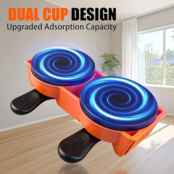 Floor Gap Fixer Tool - Dual Suction Cup Plank Grabber Floor Fix Pro - Orange Heavy Duty Laminate Floor Gap Repair Tool with 10 Sticky Pads for Vinyl Wood Plank Flooring