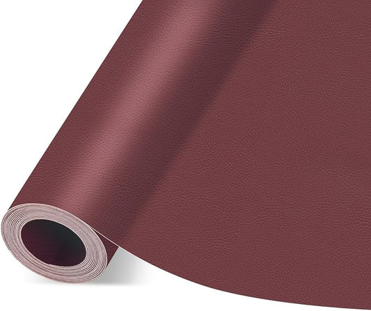 Self Adhesive Leather Repair Patch, Leather Patches for Furniture, Leather Repair Tape for Couch Sofa Car Seat Chair Furniture Repair, Leather Repair Kit (Dark Red-Litchi Grain, 34X79 Inch)