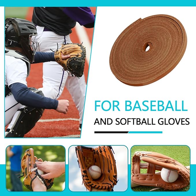 Baseball Glove Lace, Mitt Lace Repair Kit Softball 2 Leather Laces and 2 Lacing Needles for Catcher's Glove