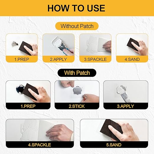 Drywall Repair Kit, 12.2oz Wall Patch Repair Kit, Spackle Wall Repair with Wall Patches/Sanding Sponge/Putty Knife/Scrapers/Gloves, Wall Mending Agent, Wall Surface Hole Fill Quick and Easy Solution