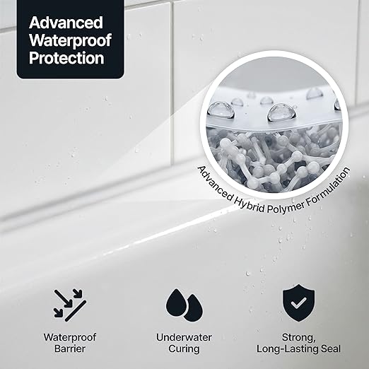 Crystal Clear Construction Sealant & Adhesive All-in-One Hybrid Polymer | Superior to Silicone Bathroom Caulk Sealant | Waterproof, Odorless, Paintable Caulk | Kitchen Bathroom Outdoor 300 ml 1 Pack