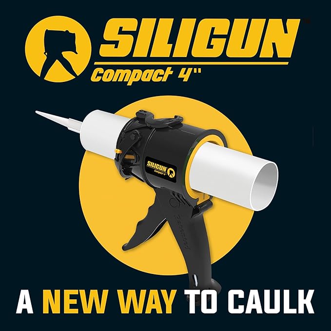 SILIGUN™ Compact Caulking Gun with Caulking Tools and Caulk Nozzle - No Drip Caulk Gun - Patented Design - Lightweight ABS Frame - Works with All 10 oz Tubes