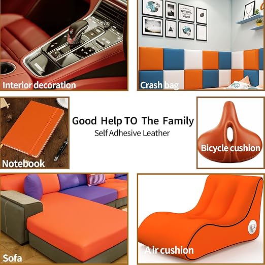 Oversized Leather Repair Tape, Adhesive Repair for Leather,17.7 x 78.8inches, for Sofas, car Seats, Furniture, Bags, Jackets, Armchair Tear Repair Patches (Orange)