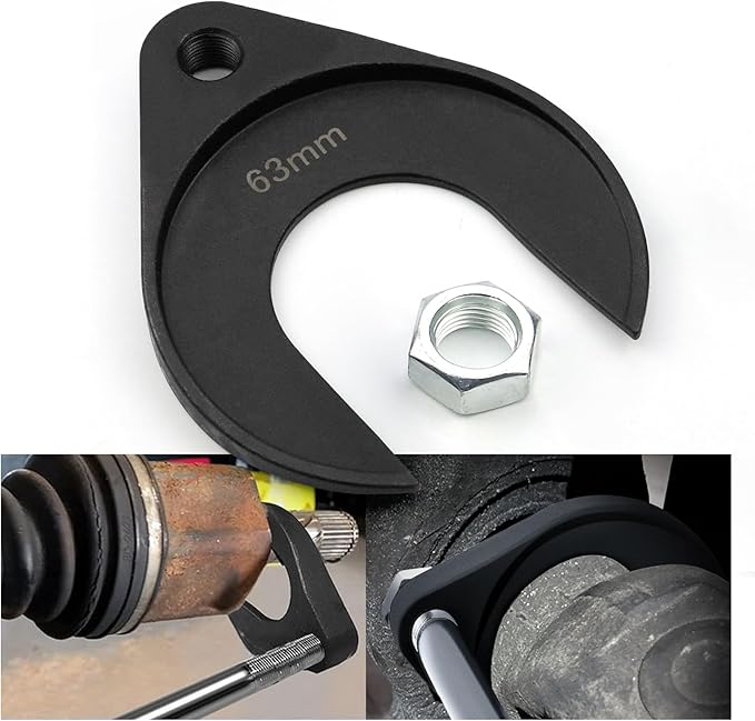 63mm Inner CV Axle Puller Removal Tool with Nut, Front Wheel Drive Axle Pulley Attachment, CV Joint Fork Adapter Fits Slide Hammers with 5/8"-18 Threads, CV Joint Axle Removing Tool