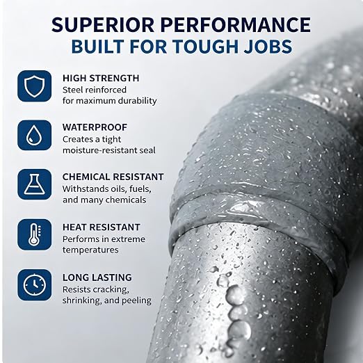Steel Reinforced Epoxy Putty,High-Strength Multi-Purpose Repair Clay,Waterproof Resin Reinforced Wrap,Iron Clays for Cracks, Joints and Pipe Maintenance (1pcs)