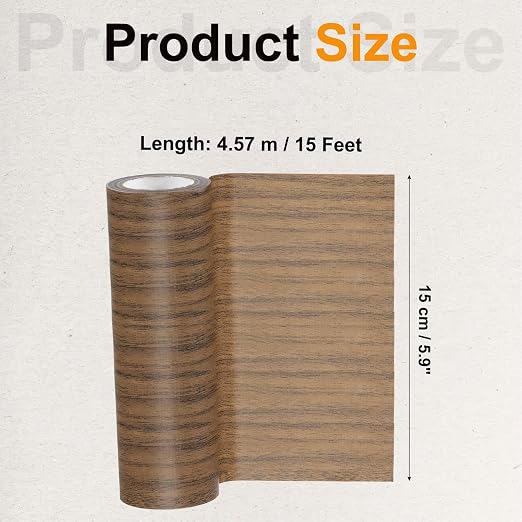 PATIKIL Wood Grain Tape 6" x 15 Ft, Self-Adhesive Wood Texture Repair Tape Realistic Wooden Effect Patch for Furniture Cabinets Floor Walls, Dark Brown Oak