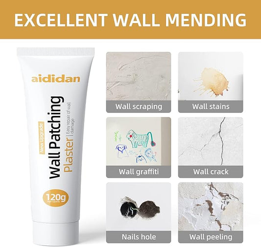 2pcs Drywall Repair Kit Hole Repair Patch Kits Wall Spackle Repair Paste Wall Mending Agent Quick Fix Solution for Home Wall, White Repair Putty Plaster Dent & Wood Scratch Repair