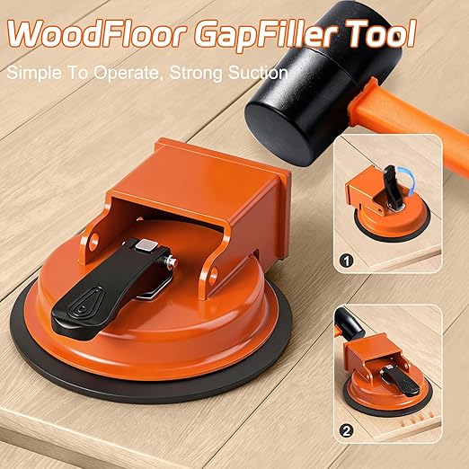 Floor Gap Fixer Tool, 2026 New Heavy Duty Floor Gap Fixer Tool, Enhanced Vacuum Suction Cup, Flooring Gap Repair Tool for Laminate, Vinyl, Wood & Tile Flooring (Orange)