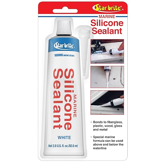 STAR BRITE Marine Silicone Sealant - Waterproof, Durable, UV Resistant, for Fiberglass, Metal, Wood, Glass, Ceramic & More - Black, White, and Clear