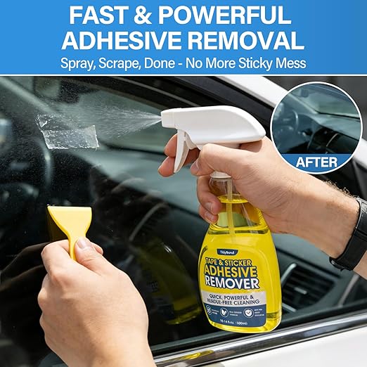 Adhesive Remover Spray (2 Pack) – Removes Stickers, Labels, Tape Residue, Glue, Chewing Gum & Caulk – Works on Metal, Glass, Plastic, Car Paint & More – Sticker & Glue Cleaner with Scraper