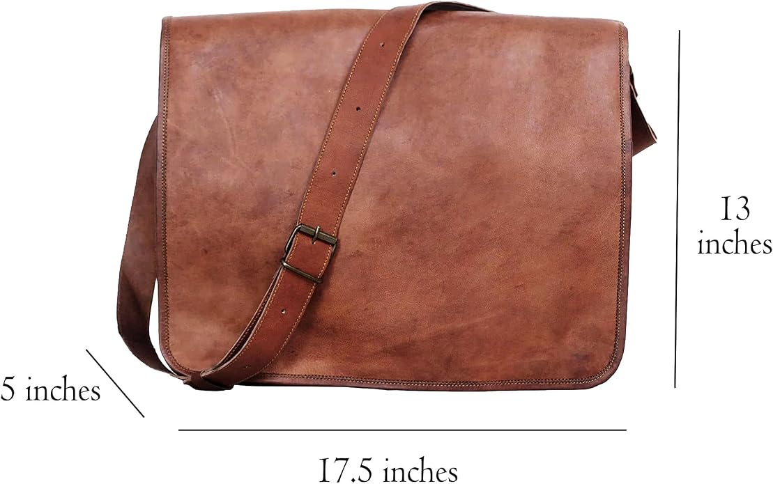 Komal's Passion Leather Vintage Mens 16 Inch Leather Laptop Messenger Pro Satchel Men's Bag