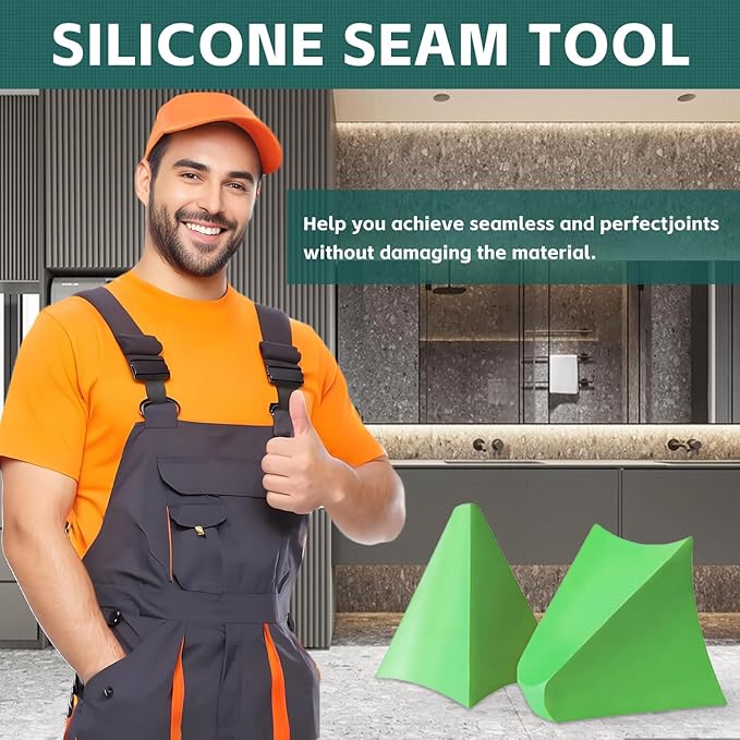 2 Pcs That Silicone Tool, Silicone Caulking Tool Kit (3/6/10/16mm) - Reusable Sealant Finisher, Grout Spreader for Smooth Caulk - Kitchen, Bathroom, Tile & Floor Edges (Green)