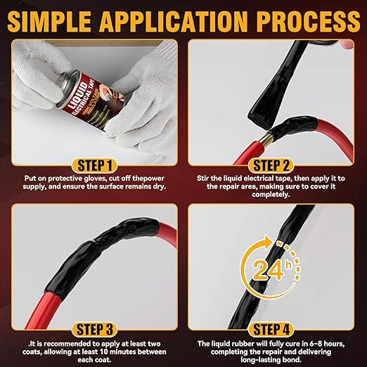 Liquid Electrical Tape – Black Liquid Wire Insulation, Waterproof & Heat Resistant Coating for Cable Repair and Electrical Sealing, Ideal for Home Flexible Wire Equipment Repair, Automotive