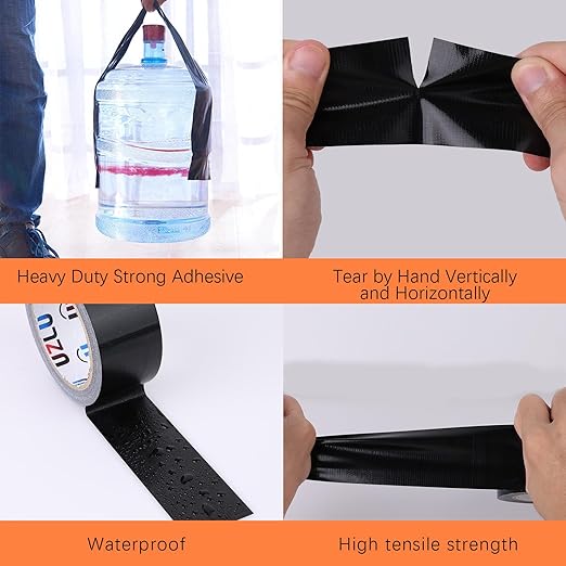 Duct Tape Bulk, Black Duct Tape Heavy Duty, 12 Rolls x 20 Yard x 1.88 Inch Per Roll, Flexible, No Residue, All-Weather and Tear by Hand, Bulk Value for Indoor & Outdoor Repairs, Industrial Use