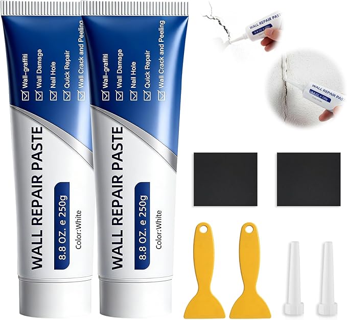 2PCS Efficient Drywall Repair Kit with Scraper, Wall Mending Agent, Wall Repair Paste for Home Fix, Quick Drying Wall Repair Paste for Cracks and Holes