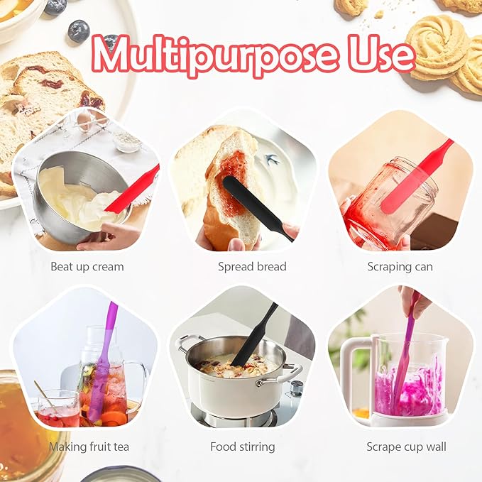 Silicone Jar Spatula, 3Pcs Spatulas Kitchen Set, Heat Resistant Jam Spreader for Baking Mixing Cake Cream Butter Scraper
