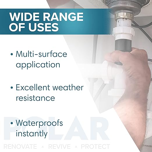 Polar TapeSeal Clear - 5" x 5 ft | Rubberised Waterproof Tape for Leaks & Cracks on Roofs, PVC Pipes, Downpipes, Plumbing & Gutters | All-Purpose Indoor & Outdoor Sealant Tape for Lasting Protection