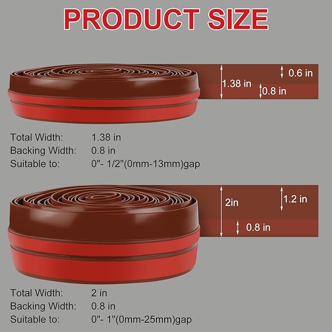 Benory 20Ft T-Shaped Silicone Weather Stripping Door Seal Strip for Door & Window Frames - Gap Blocker, Cold & Noise Insulation (Brown)