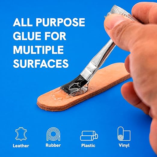Angelus Clear Shoe Cement - 4 oz Professional-Strength Glue Quick Drying Contact Adhesive for Leather, Vinyl & Fabric - Dries Clear, No Stains, Waterproof Shoe & Sneaker Rubber Cement Glue with Brush