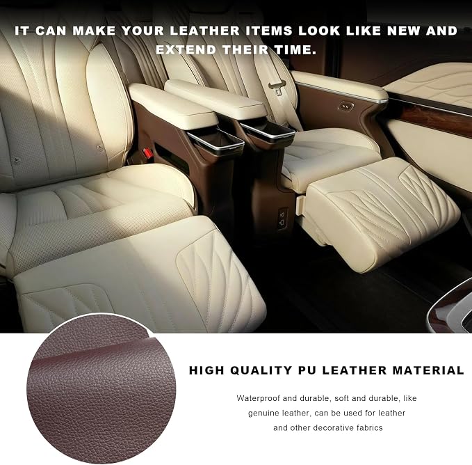 2 PCS Car Leather Repair Kit, 4×8 Inch Waterproof Self Adhesive Leather Repair Patches Kit, Super-Thin Cuttable PU Vinyl Patch Tape for Repairing Car Seats Sofas Chairs (Dark Brown)