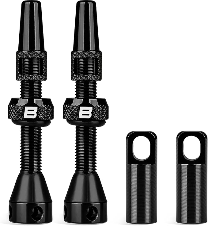 BWSHLF Tubeless Presta Valve Stem 40/44/55/60/65/80/100 mm, Super Light Alloy Presta Valve Stem Kit with Valve Core Remover Tool and Valve Stem Caps - Multiple Color and Size Options(Pair)