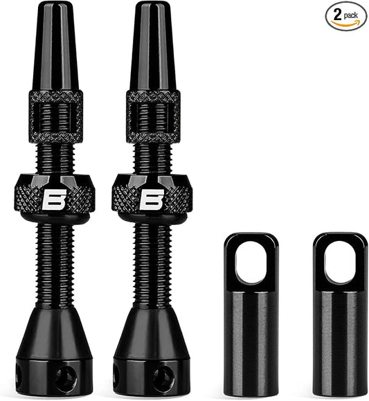 BWSHLF Tubeless Presta Valve Stem 40/44/55/60/65/80/100 mm, Super Light Alloy Presta Valve Stem Kit with Valve Core Remover Tool and Valve Stem Caps - Multiple Color and Size Options(Pair)
