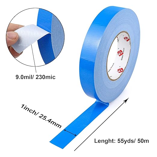 BOMEI PACK Colored Duct Tape,Small Roll,1 inch x 60 Yards,Heavy Duty Waterproof Duct Tape,No Residue,Tear by Hand,9 Mil Industrial Grade StrongTape for Repair,Crafts & Home Improvement (Blue)