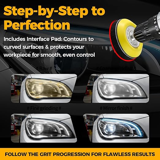 136PCS 3 Inch Wet/Dry Sanding Disc & Polishing Kit, 60-10000 Grit Silicon Carbide Hook & Loop Pads with Hand Pad for Drill or Manual Use, Headlight Restoration, Wood, Metal, Glass & Resin