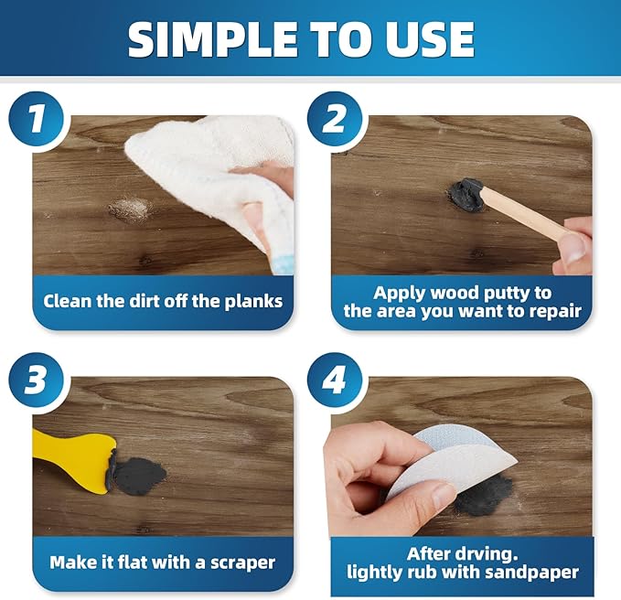 Deuvuo Black Wood Filler Putty, High-Performance Black Wood Filler Paste kit - Quickly Fix Wood Cracks and Blemishes with Wood Hole Filler - Paintable, Stainable, Sandable & Quick Drying - 9.87 Ounce