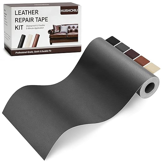 Leather Repair Tape, self-Adhesive Leather Repair Patch, for car seat Repair, Suitable for Sofas, Furniture, Seats, Strong Adhesive Leather Repair Tape (Gray, 3.15 x 59in)