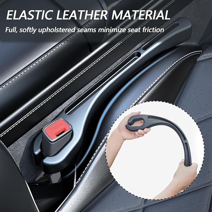 LEIWOOR 2 Pcs Car Seat Gap Filler，PU Leather Fill The Gap Between Seat and Center Console，Universal Fit Organizer for Car SUV Truck