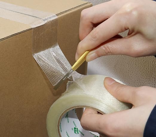 BOMEI PACK 6PACK Reinforced Packing Tape, 5.5Mil 2Inx 55Yds, Heavy Duty Filament Strapping Tape 2inch for Packing Shipping, Moving and Storage, Total 330yds