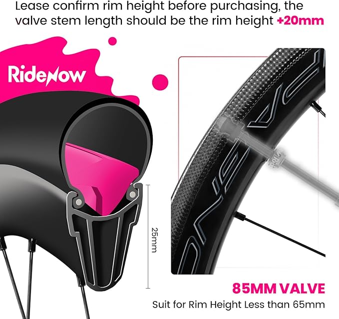 RideNow Tubeless Presta Valve Stems, 85mm Super Light 7075 Aluminum Alloy Presta Tubeless Valve Stem Kit with Valve Core Remover Tool and Valve Stem Caps, Multiple Color & Size(Pair), Titanium Gray
