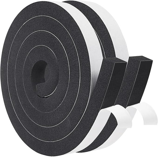 Yotache Foam Weather Stripping 1" x3/4", Insulation Foam Strips with Adhesive for Door,Automotive,Air Conditioner Seal, 2 Rolls x 6.5 Ft Each, Total 13 Feet Long
